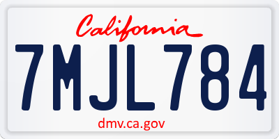 CA license plate 7MJL784