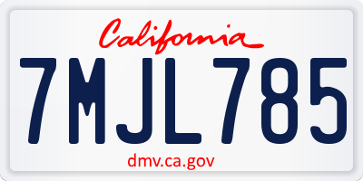 CA license plate 7MJL785