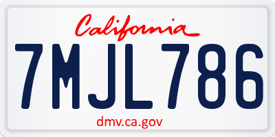 CA license plate 7MJL786