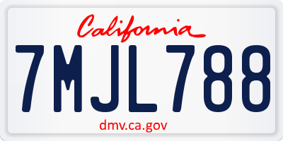 CA license plate 7MJL788