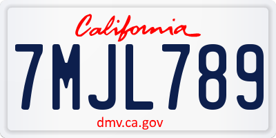 CA license plate 7MJL789