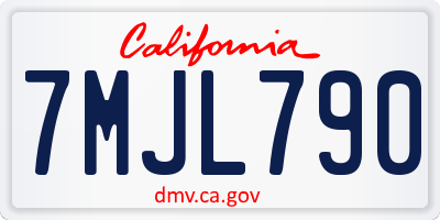 CA license plate 7MJL790