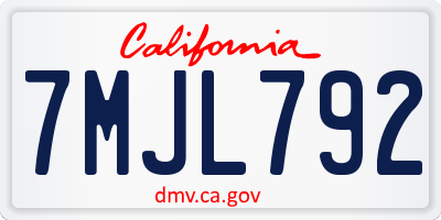 CA license plate 7MJL792