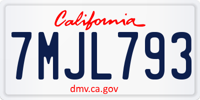 CA license plate 7MJL793