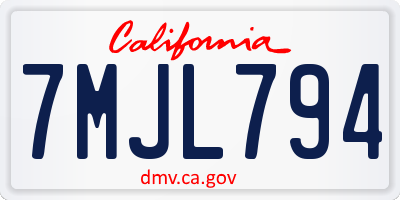 CA license plate 7MJL794