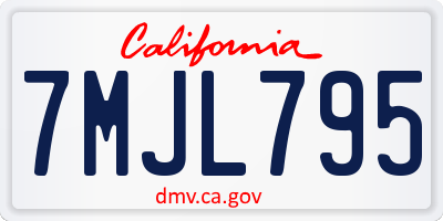 CA license plate 7MJL795