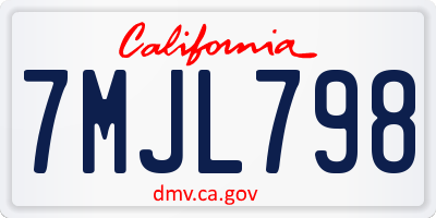 CA license plate 7MJL798