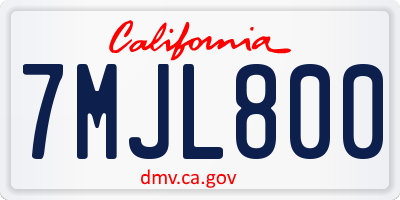 CA license plate 7MJL800