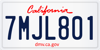 CA license plate 7MJL801