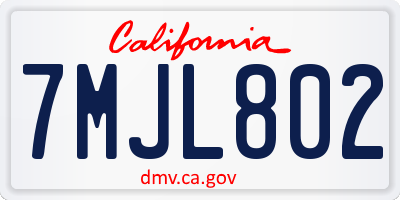 CA license plate 7MJL802