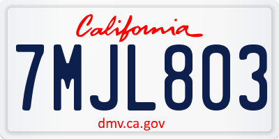 CA license plate 7MJL803