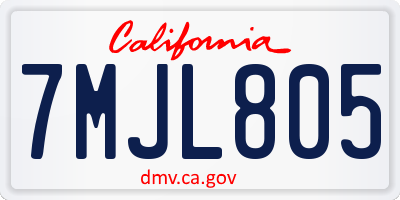 CA license plate 7MJL805