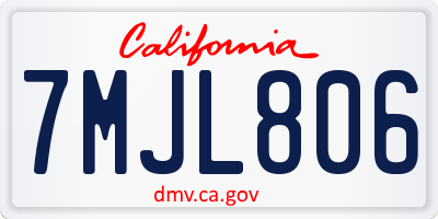 CA license plate 7MJL806