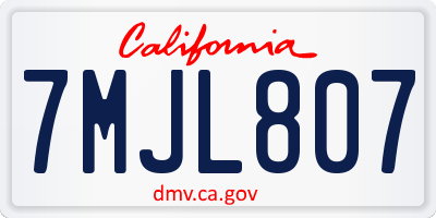 CA license plate 7MJL807