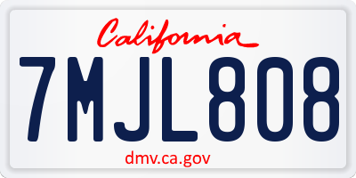 CA license plate 7MJL808