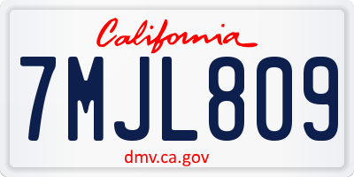 CA license plate 7MJL809