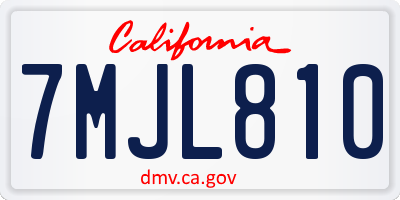 CA license plate 7MJL810