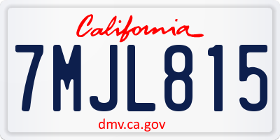 CA license plate 7MJL815