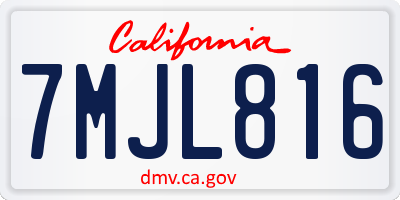 CA license plate 7MJL816