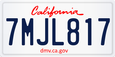 CA license plate 7MJL817