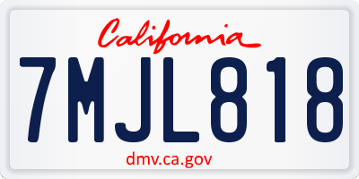 CA license plate 7MJL818