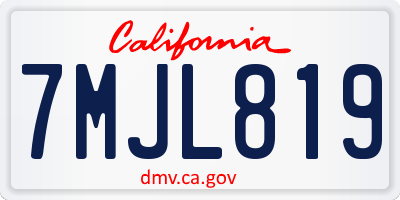 CA license plate 7MJL819