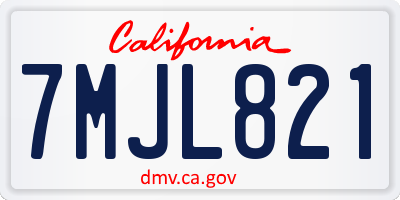 CA license plate 7MJL821