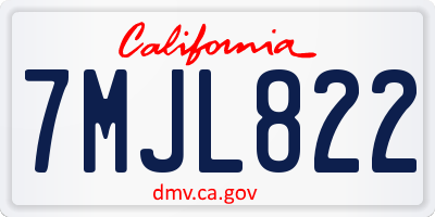 CA license plate 7MJL822