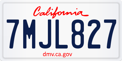 CA license plate 7MJL827