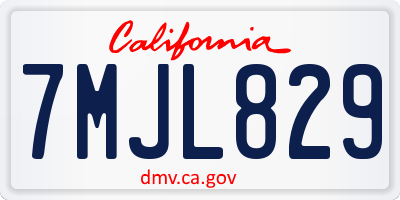 CA license plate 7MJL829