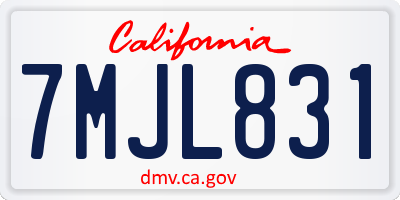 CA license plate 7MJL831