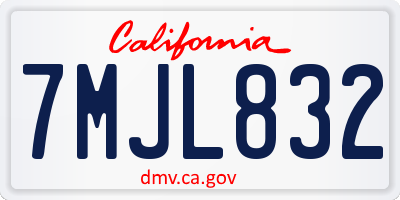 CA license plate 7MJL832