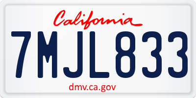 CA license plate 7MJL833