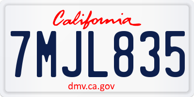 CA license plate 7MJL835