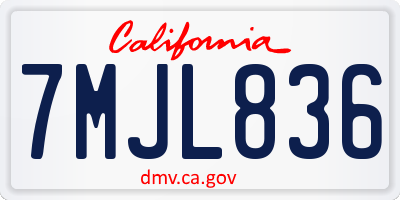 CA license plate 7MJL836