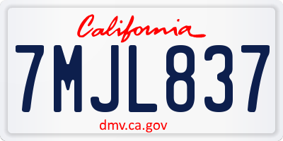 CA license plate 7MJL837