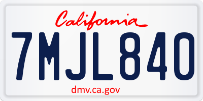 CA license plate 7MJL840