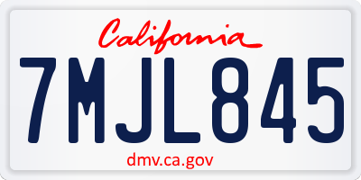 CA license plate 7MJL845