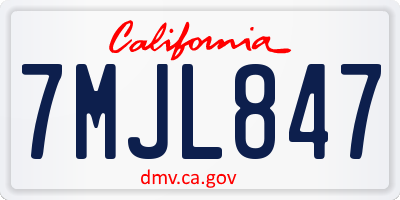 CA license plate 7MJL847