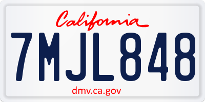 CA license plate 7MJL848