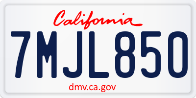 CA license plate 7MJL850