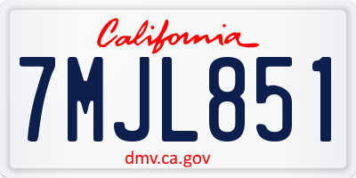 CA license plate 7MJL851