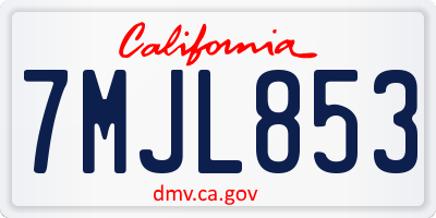 CA license plate 7MJL853