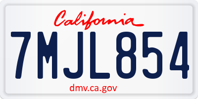 CA license plate 7MJL854