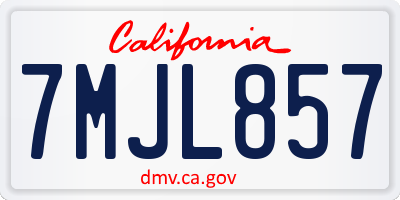 CA license plate 7MJL857