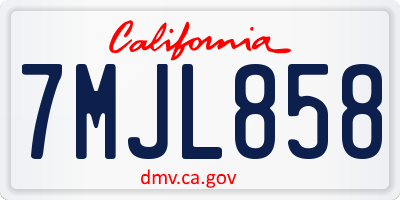 CA license plate 7MJL858