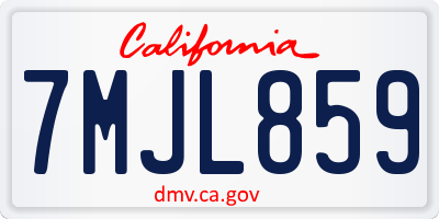 CA license plate 7MJL859