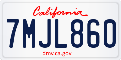 CA license plate 7MJL860