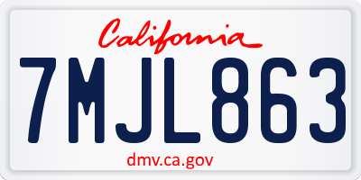 CA license plate 7MJL863