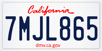 CA license plate 7MJL865